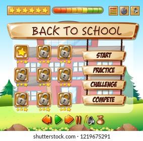Back to school game template illustration