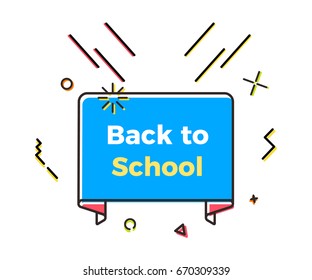 Back to school geometric retro ribbon banner. Vector design