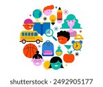 Back to school, geometrical modern style design. Back to school sale, promotion, poster and flyer. Vector illustration and concept design