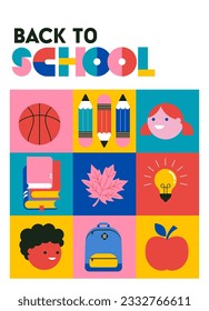 Back to school, geometrical modern style design. Back to school sale, promotion, poster and flyer. Vector illustration