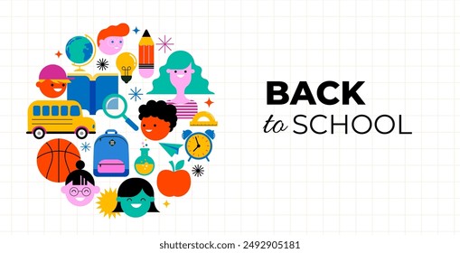 Back to school, geometrical modern style design. Back to school sale, promotion, poster and flyer. Vector illustration and concept design