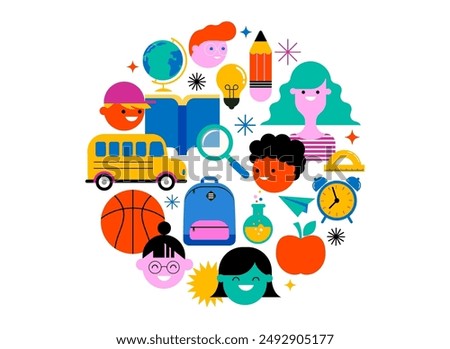 Back to school, geometrical modern style design. Back to school sale, promotion, poster and flyer. Vector illustration and concept design