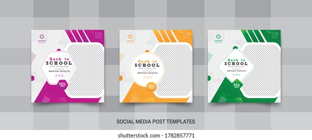 Back to school  get admission promotion social media post banner template