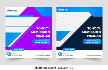 Back to school get admission promotion social media post banner template