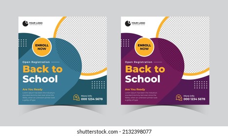 Back to school get admission promotion social media post banner template