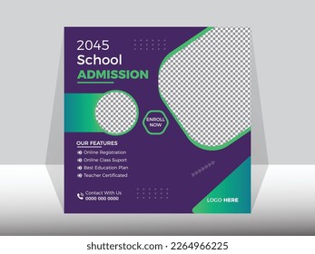 Back to school get admission promotion social media post banner template.