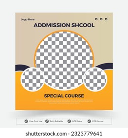 Back to school get admission promotion social media post banner template