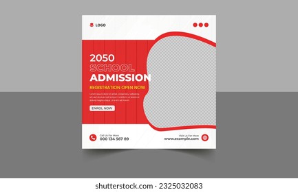 Back to school get admission promotion social media post banner template, School admission social media post banner design. Back to school social media post banner design set. Back to school admission