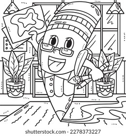 Back To School Giant Pencil Coloring Page for Kids