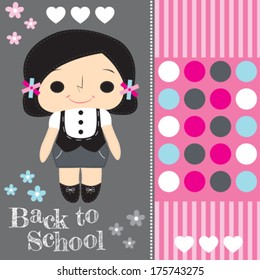 back to school girl vector illustration