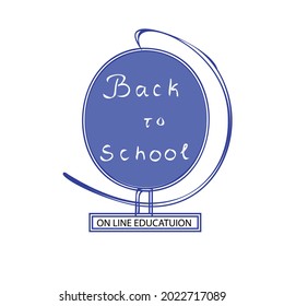 Back to school. School Globe on Table. Minimalism illustration.On line education.