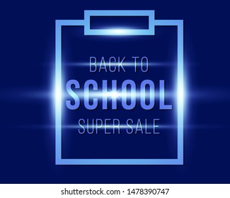 Back To School Glowing Effect Text Isolated Vector With Dark Blue Background