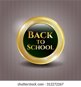 De vuelta a la escuela botón brillante de oro