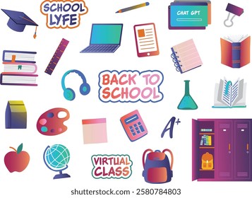 Back to school gradient elements y2k