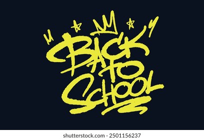 Back to School Graffiti grunge font vector. Calligraphy script. Expressive Lettering artistic Hand written typeface. Education aand Online Learning..