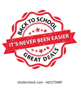 Back to school. Great deals. It's never been easier than now - elegant label with cap, also for print (CMYK colors used)