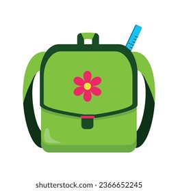 back to school green bag isolated icon