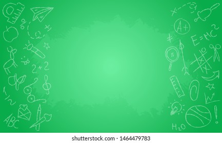 Back to school green blackboard vector template with space for text in the middle.