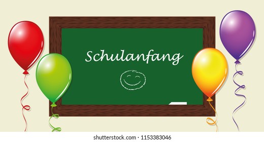 back to school green board and balloons vector illustration EPS10