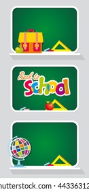 Back to school. Green chalkboard. Vector illustration.