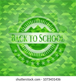  Back to School green emblem with mosaic background
