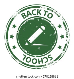 Back to School green rubber stamp icon isolated on white background. Vector illustration
