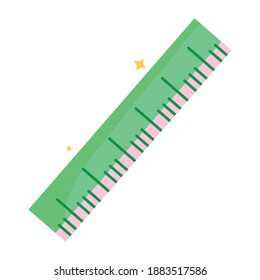 back to school green ruler measuring supply icon isoalted image vector illustration