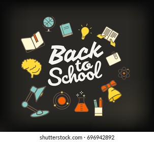 Back to school greeting card. Back to school calligraphic vector illustration  