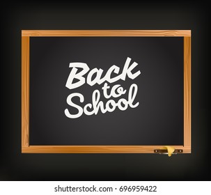 De vuelta a la tarjeta de felicitación de la escuela. Volver a la ilustración de vector caligráfico escolar  