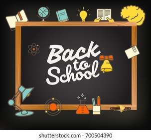 Back to school greeting card. Back to school calligraphic vector illustration  
