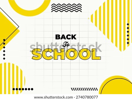 Back to school greeting card with modern yellow geometric background design	
