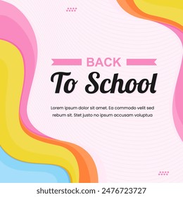 back to school greeting card for social media post with full color frame background