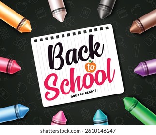 Back to school greeting clipart design. Back to school text in paper concept clip art coloring elements vector illustration. Vector illustration