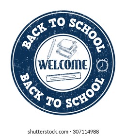 Back to school grunge rubber stamp on white background, vector illustration