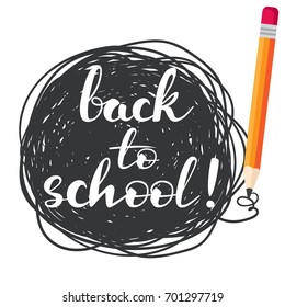 Back to school, hand draw lettering. Modern brush calligraphy. Handwritten phrase. Vector illustration isolated on white background