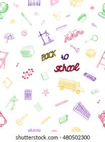 Back To School. Hand Drawn Background.  Vector Illustration.