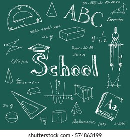 Back to school. Hand drawn school background. Vector illustration.