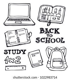 Back to school - hand drawn doodle set