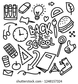 Back to School Hand drawn doodle set