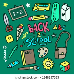 Back to School Hand drawn doodle set