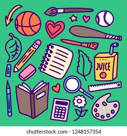 Back to School Hand drawn doodle set