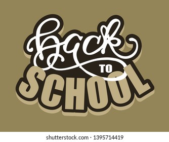 Back to School - hand drawn doodle lettering label art banner poster