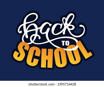 Back to School - hand drawn doodle lettering label art banner poster