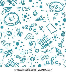 Back to school hand drawn doodle seamless pattern