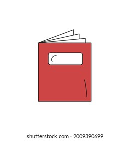 back to school. hand drawn doodle school element. red notebook. isolated vector illustration on white background