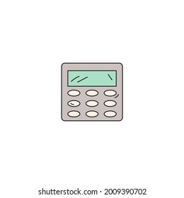 back to school. hand drawn doodle school element. calculator for maths classes. isolated vector illustration on white background