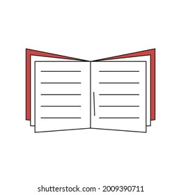 back to school. hand drawn doodle school element. opened book. isolated vector illustration on white background