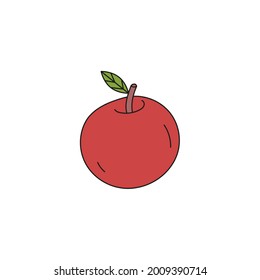 back to school. hand drawn doodle school element. red apple. isolated vector illustration on white background