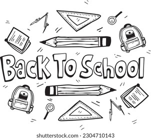 Volver a la escuela Mano dibujada Doodle con elemento
