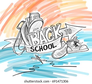Back to school hand drawn doodle sketch vector illustration 